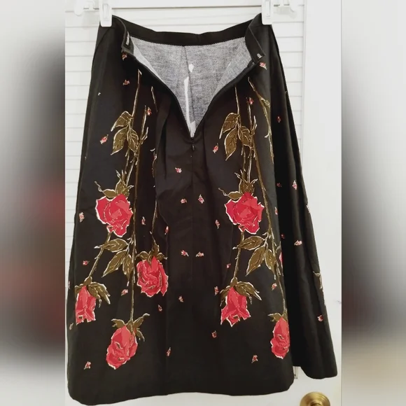 Vintage 80's Strawberry Fields Midi Floral Flair Pleated T Length Skirt. - Picture 8 of 12